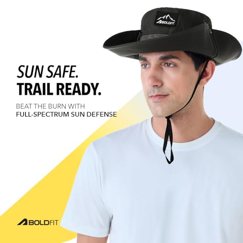 Boldfit Unisex Sun Hat UPF Wide Brim Adjustable Black - Image 3