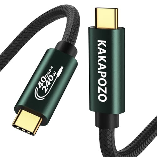 KAKAPOZO 40Gbps USB 4 Cable for Thunderbolt 4 Cable with 240W Fast Charging 3.3FT, USB C Video Cable with Data Transfer for MacBook Pro, Dell XPS, Gaming Laptop, 8K Monitor & External SSD Support