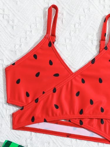Image of WDIRARA Toddler Girl's 2 Piece Cute Swimwear Printed Criss Cross Ruffle Swimsuits Beach Sport Bathing Suit