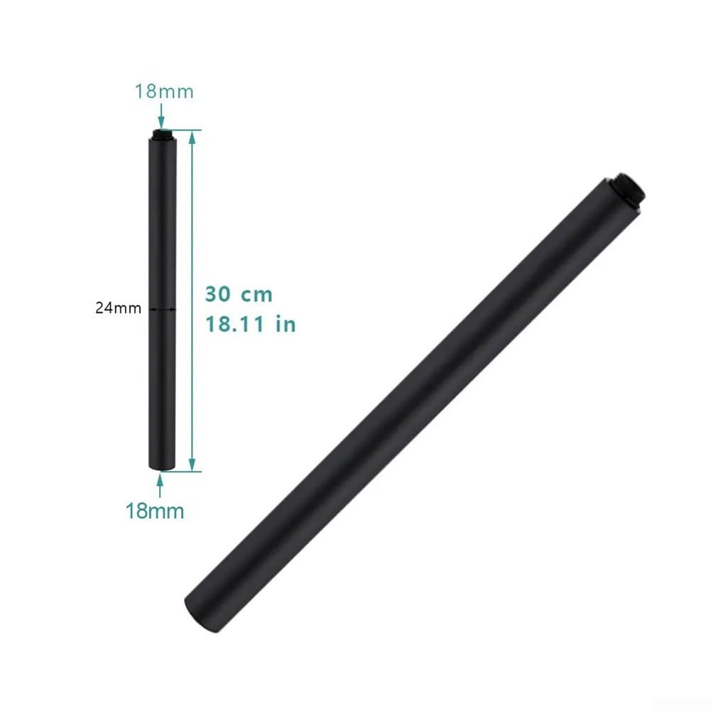 Asta di prolunga per sistema doccia, 30 cm, in acciaio inox, prolunga per soffione doccia, cromata, colore nero