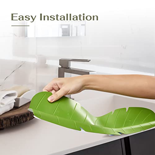 Viverie Sink Splash Guard - Leaf Style, Splash Protector Mat, Secure Non-Slip Suction Base, Dishwasher Safe, Faucet Splash Guard For Kitchen Sink & Toilet, Universal Splatter Guard (19.3 X 2.2 X 4.1") #TOP5