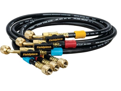 Fieldpiece HR3B Ball Valve Refrigerant Hose Set (3) with Color Tags - 1/4" x 1/4" (5')