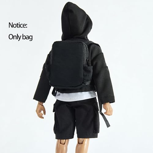 LINJXCMUXU 1:12 Action Figures Bag,Doll Accessories,Miniature Model/Scene Decoration Dress up,Mini Backpack for 6 inch Action Figures. (Black Backpack)