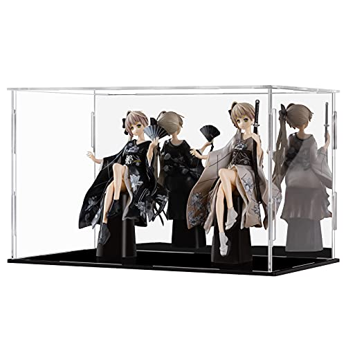 CECOLIC Boîte de présentation Acrylique Cube d'affichage de comptoir en Acrylique Transparent pour Figurines de Collection - Noir, 25x15x15cm (9.8x5.9x5.9in)
