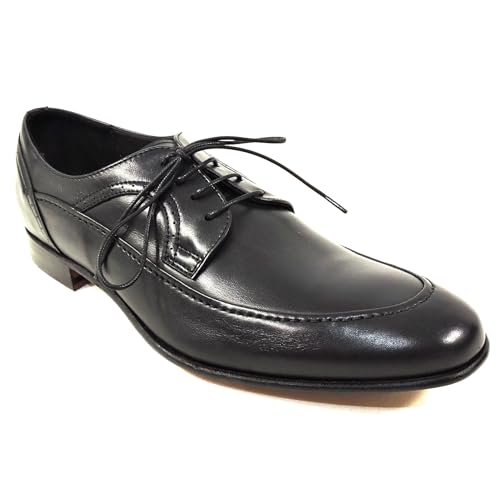 Renzo Mercuri Men's Black Leather Oxford Dress Shoes, 42.5 EU, 9.5 Wide