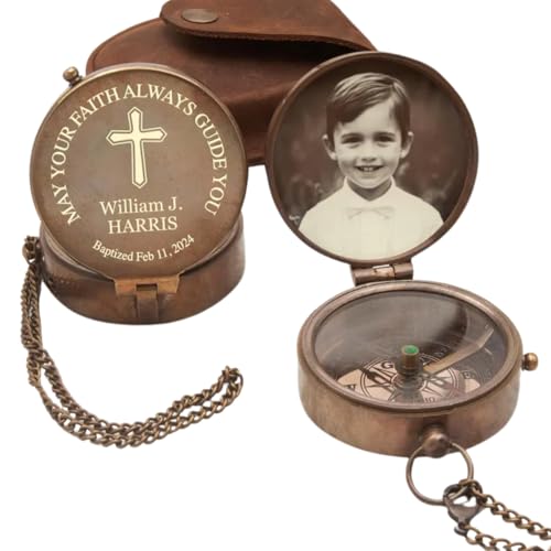 Brújula de bolsillo personalizada de latón con grabado miniatura 1