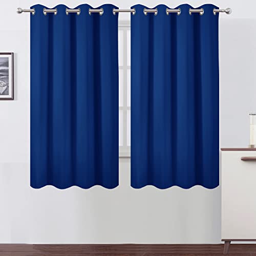 Image of LEMOMO Blackout Curtains 52 x 63 inch /Royal Blue Curtains Set of 2 Panels /Thermal Insulated Room Darkening Bedroom Curtains