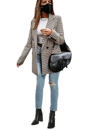 Costume blazer pied-de-poule femme tenue idéale pour dîner et mariage
