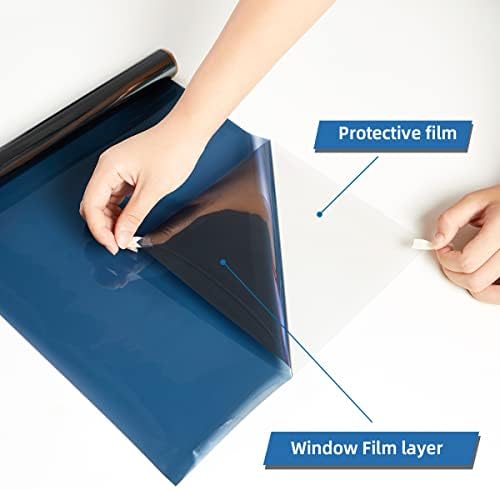 XIAWEI One Way Window Privacy Film with Tools, 17.5In×6.5Ft, Mercury Blue — view 7