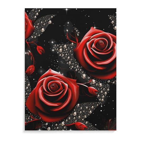Toile murale roses rouges et étoiles DWVSFJM pour décoration de salon