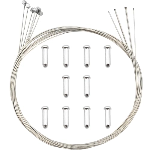 Cable de Frein Vélo, CTRICALVER 6 pièces 1.7M Cable Frein Velo VTT, Avec 10 pcs de capuchons d'extrémité de câble de frein, Convient aux vélos de montagne