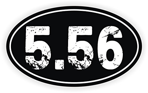 Black 5.56 Oval Vinyl Bumper Sticker / Decal / Label Weatherproof AR-15 AR15