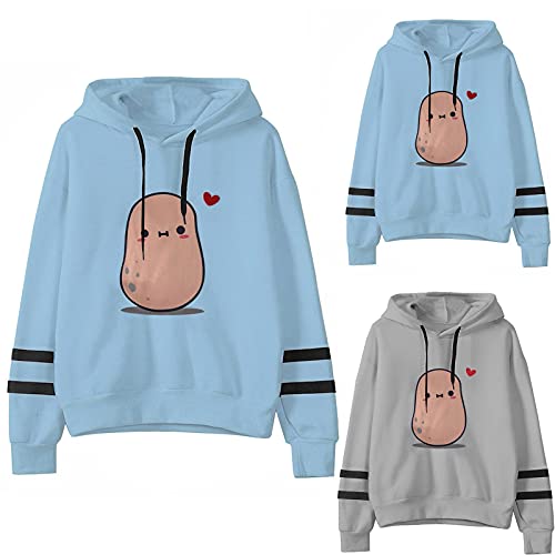 FKoexedsny Sudadera Vintage Sport Pullover Sudadera Hoodie-Streetwear Sudadera para niño Hip Hop Trend Wear Pull Cachemira Streetwear Sudadera Sudadera Sudadera con capucha para mujer, gris, L