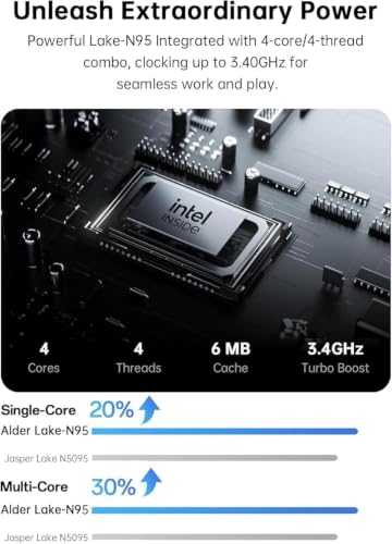 Image of MALLRACE Laptop,17.3-Inch FHD Display Laptop Computer with Quad Core-12th Alder Lake N95(Beats N5095,Up to 3.4GHz), 16GB RAM 256GB ROM Traditional Laptop Computer,6000Mah Battery,Silver