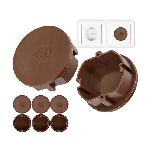 Cache-prise, 8 pièces, en brun, protection de prise contre la poussière, les éclaboussures, pour prise SchuKo type F, couvercle pour bloc multiprise, multiprise, enrouleur de câble, cuisine, atelier