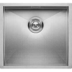 Fregadero Poalgi Gandia 40 Fregadero de Cocina Mizzo Quadro 45-40 | 1 Seno | Acero Inoxidable 304 | Para Mueble de 50cm | Montaje Bajo o Sobre Encimera o al Ras | Esquinas rectas (Radio 0mm) | Grosor Acero 1.2mm