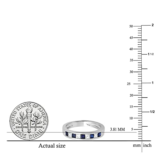 Dazzlingrock Collection Princess Alternating Lab Created Gemstone & Natural White Diamond Classic Wedding Band Ring For Her, Available in 10K/14K/18K Solid Gold3