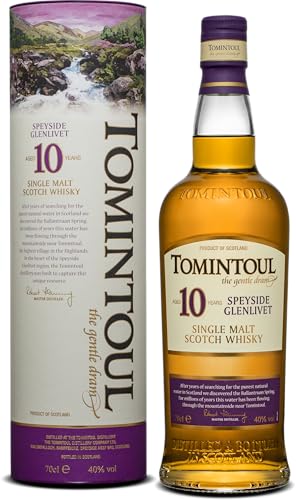 Tomintoul 10 Years Old | Speyside Single Malt Scotch Whisky | 70cl with Gift Box | 40% ABV | Delicate & Well-Balanced | Award-Winning Whisky | A Premium Gift for any Occasion | Floral, Fruity & Sweet