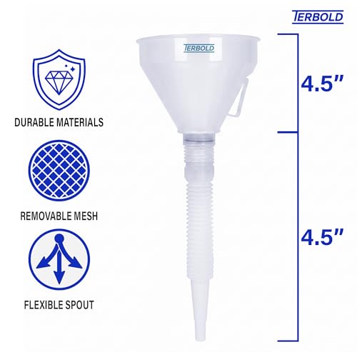 Image of Automotive Flex Funnel with Hose | Wide Mouth Flexible Oil Funnel for Automotive Use - Gas, Transmission Fluid, Car Fuel, Oil Change (Clear)