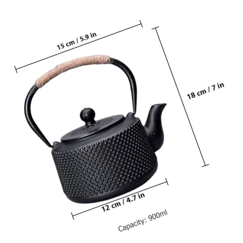 Théière en fer noir compacte de 900 ml, infuseur vrac facile à ranger - 3