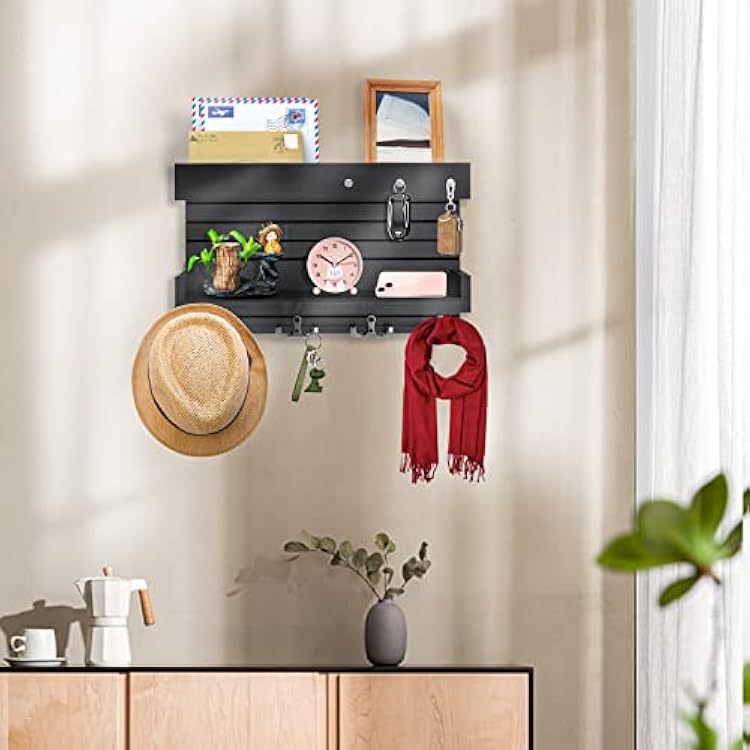 Key Holder for Wall - Stylish Wall Shelf with Hooks, 4 Rustic Key Hooks for Wooden Mail Organizer with Shelf, Perfect Entryway Storage for Keys, Letters & Small Items