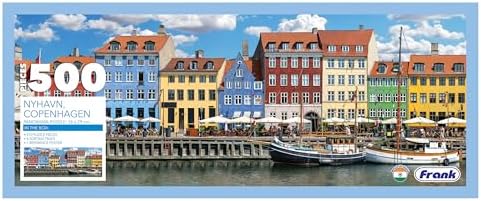 Frank Nyhavn, Copenhagen Panorama 500 Piece Jigsaw Puzzle for Adults & Kids Above 10 Years | Realistic Illustrations - Fun & Challenging Puzzle Games for Focus & Stress Relief - Gifts for Teenagers