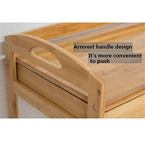 Wogqx 3 Tier Bamboo Kitchen Island Serving Cart Utility Trolley, Rolling Storage Cart Racks, Home Bar Storage Shelf, 1 Storage Drawers,C #TOP3