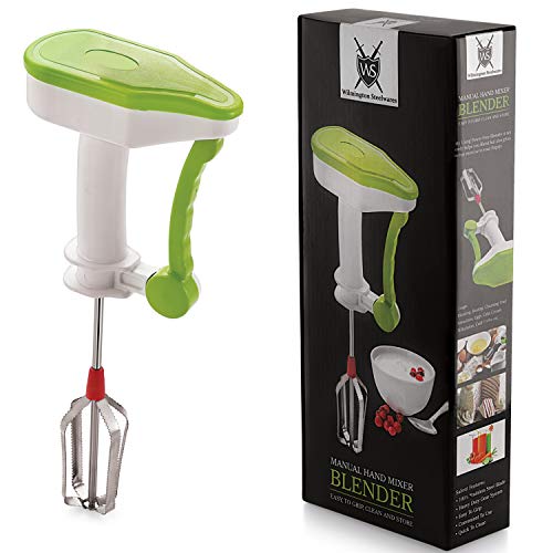 Manual Hand Held Kitchen Mixer and Blender by Wilmington Steelwares, Power Free Food Processor, Easy To Use, Grip & Clean
