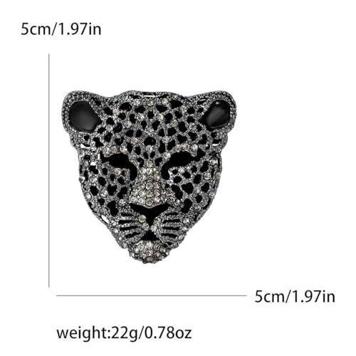 Image of Rheinstone Leopard Brooch Vintage Black Enamel Spotted Leopard Head Brooch Pin Gold Silver Black Leopards Brooch Trendy Clothing Hat Bag Accessories Christmas Birthday Party Jewelry