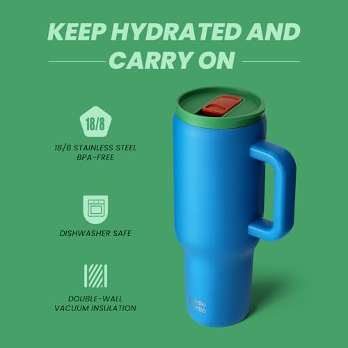 BOTTLE BOTTLE 40oz (1.2L) Kaffeebecher aus Edelstahl mit Griff & Strohhalm, BPA-frei, isolierter Thermobecher für Reise, Büro, Uni & Sport, Geschenkidee für Kaffee- und Teeliebhaber (Tiefsee) 5