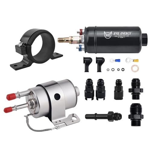 EVIL ENERGY 58 PSI Fuel Filter Regulator fit for LS Swap EFI Conversion with External Inline Fuel Pump Electric 300LPH High Flow 12V