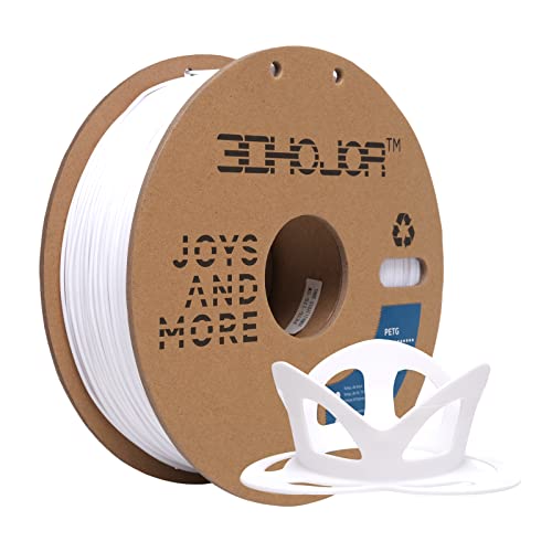 Image of 3DHoJor PETG Filament 1.75mm White, 3D Printing Filament 1kg Spool(2.2lbs), 3D Filament 1.75mm Dimensional Accuracy + /- 0.03mm Non Tangling Non Clogging Non Stringing,Print with Most 3D Printers