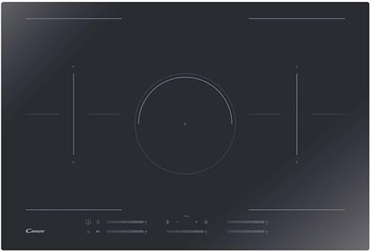Candy CIFS85MCTT/1 - Piano cottura da 77 cm, Nero, 5 Fuochi, Induzione
