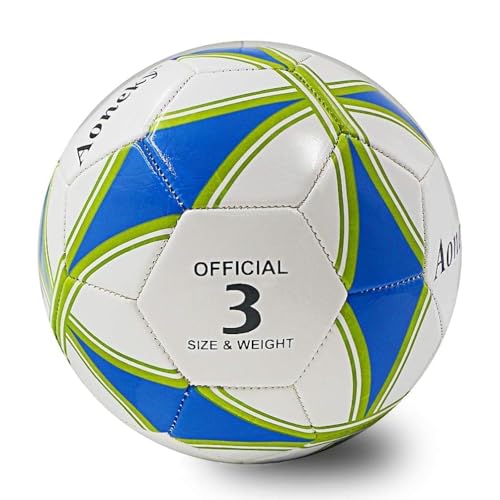 Aoneky Size 5 Soccer Ball with Pump, 2.5mm PVC Leather Practice Training Ball for Youth Adults, Durable Machine Stitched Design for Indoor Outdoor Recreational Games, Comes with Air Pump Needle