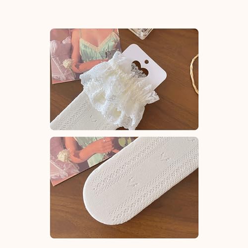 Breathable Lace Trim Heart Socks For Girl School Kid Dance Kneehigh Stretch Outdoor Spring Kneehigh Socks Kids4