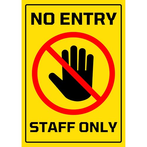 Image of No Entry Staff Only Sign Sticker Board 29 x 20 CM | Peel & Stick with 4 Pre-Made Holes | Office, Shop, Restaurant, Warehouse Door Sign | Pack of 1 (No Entry Staff Only, A4 - Medium - 1 Piece)