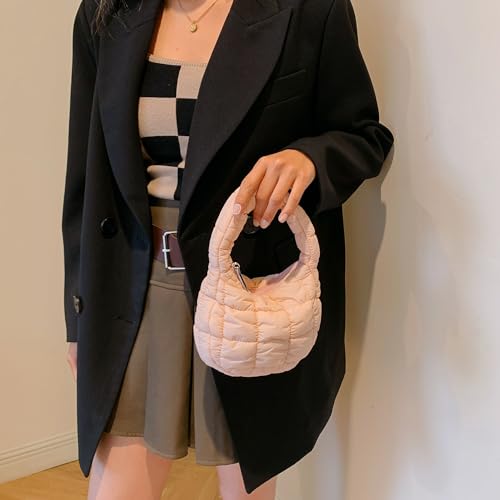 Image of Quilted MINI Handbag and Purses Women Puffer Nylon Hobo Cotton Padded Purse Work Travel Lightweight