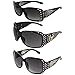 Rodeo Queen 3 Pairs of Cowgirl Studded Horseshoe Sunglasses for Women Black Frame w/Metal Accent Piece Bling Rhinestones & Smoke Gradient Lenses
