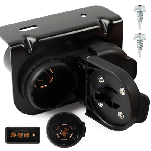 Image of Newdeli 7-Way Blade & 4-Pin Flat Trailer Plug Kit with Bracket, 7 Pin Trailer Plug Replacement for Ford F-150 F-250 Ram Chevy Silverado GMC Sierra, Truck Plug for Pickup SUV RV Tow Wiring Harness