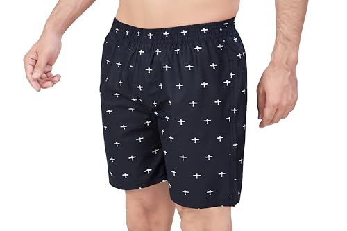 Image of Men's Super Combed Cotton Weave Printed Boxer Shorts with Side Pocket, Sizes M to XXL (201)