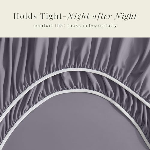 Image of Hearth & Harbor Bed Sheets, Luxury Soft 6 Piece Bed Sheet Set Extra Deep Pocket Fitted Sheets Fits Mattress up to 21 inch, Double Brushed Bedding Sheets & Pillowcases, Queen, Prpulish Gray