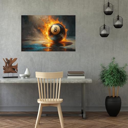Games Home Wall Decor Pool Wall Art Billiards Paintings for Men Room Billiard Club Bar Billiard Room Gym Living Room Bedroom Prints Framed 24L" x 36W" - Image 4