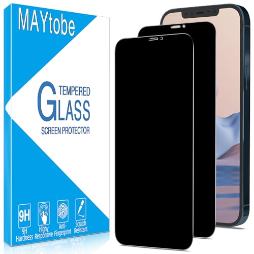 MAYtobe 2 Unidades Protector de Pantalla Privacidad para Apple iPhone 12 Pro Max, Cristal Vidrio Templado Anti Espía, Antiarañazos, Sin Burbujas, Dureza 9H, Ultra Resistente