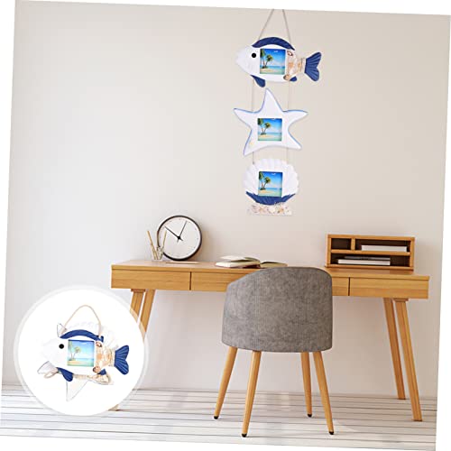 Garneck 1 Set Mediterranean Photo Frame Picture Stand Ocean Decor Ocean Gifts Sculptural Photo Holder Photo Holder Frame Vintage Photo Frame Wall Art Picture Frame Wood Frame Set Wooden #TOP1