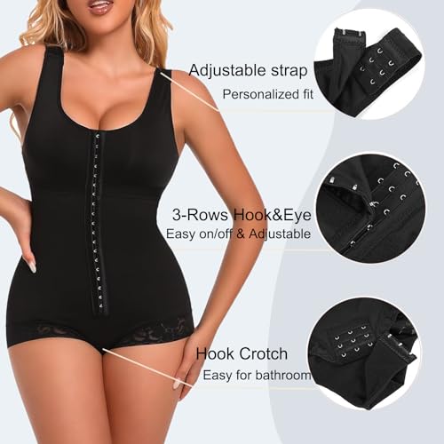 woahee Fajas Colombianas Shapewear for Women Tummy Control Body Shaper Compression Garment Black SW043