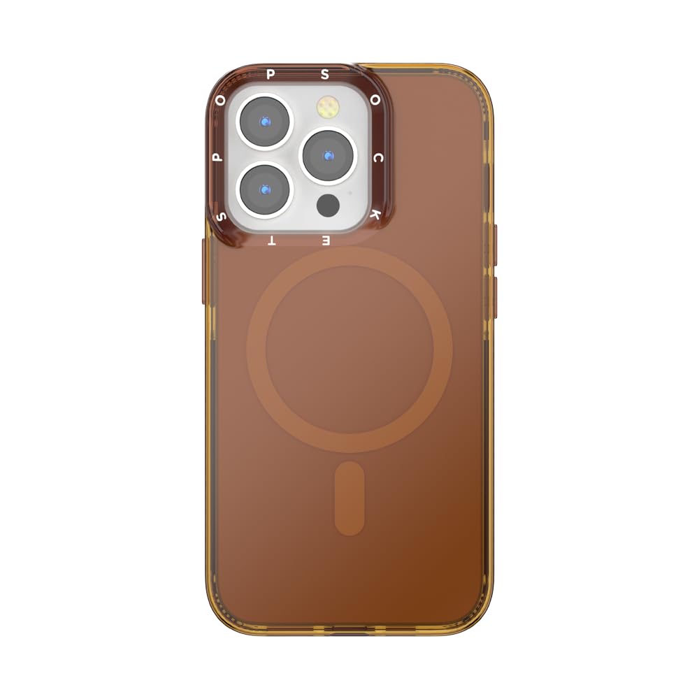 PopSockets iPhone 13 Pro Phone Case with MagSafe, Wireless Charging Compatible, Brown - Amber