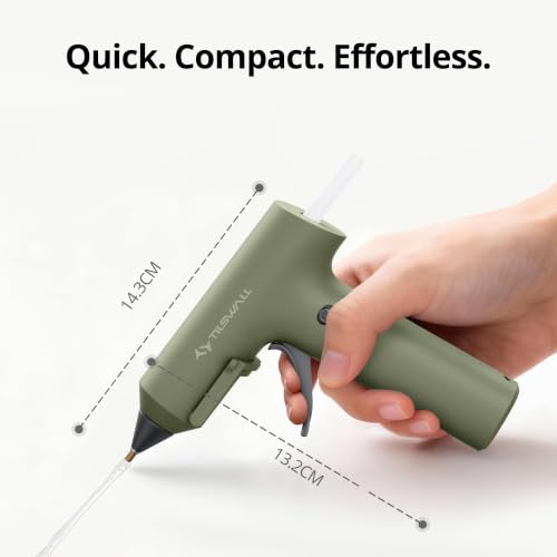 Image of Tilswall Cordless Hot Glue Gun W106s with Rechargeable 2Ah Green