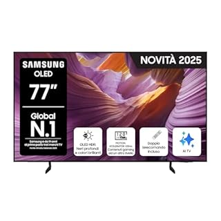 Samsung OLED 4K Vision AI Smart TV 77'' QE77S85FAEXZT, NQ4 AI Gen2 Processor,AI Upscaling, Glare Free, Dolby Atmos & OTS Lite, Contour Design, PACCHETTO INTRATTENIMENTO, 2025
