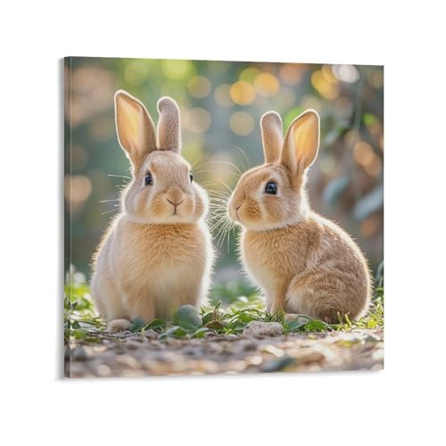 Toile murale abstraite de petits lapins pour chambre d'enfant