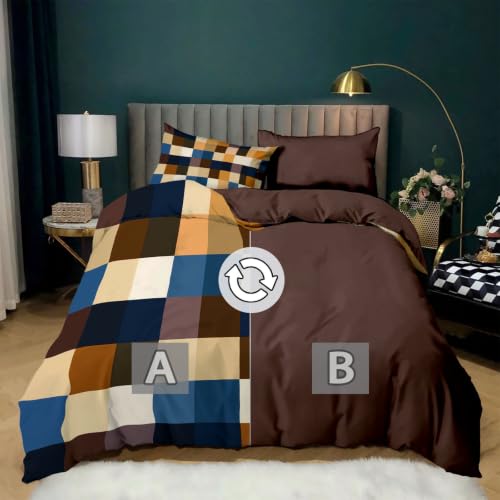 Housse de couette carré terre 140x200 cm linge de lit moderne patchwork ado